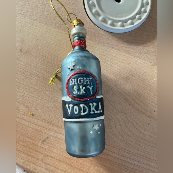Retro style glass ornament, night sky vodka bottle. - Picture 1 of 3